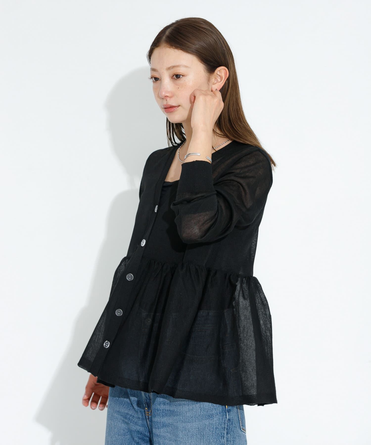 Sonny Label 「シアーペプラムニットカーディガン」|カーディガン|