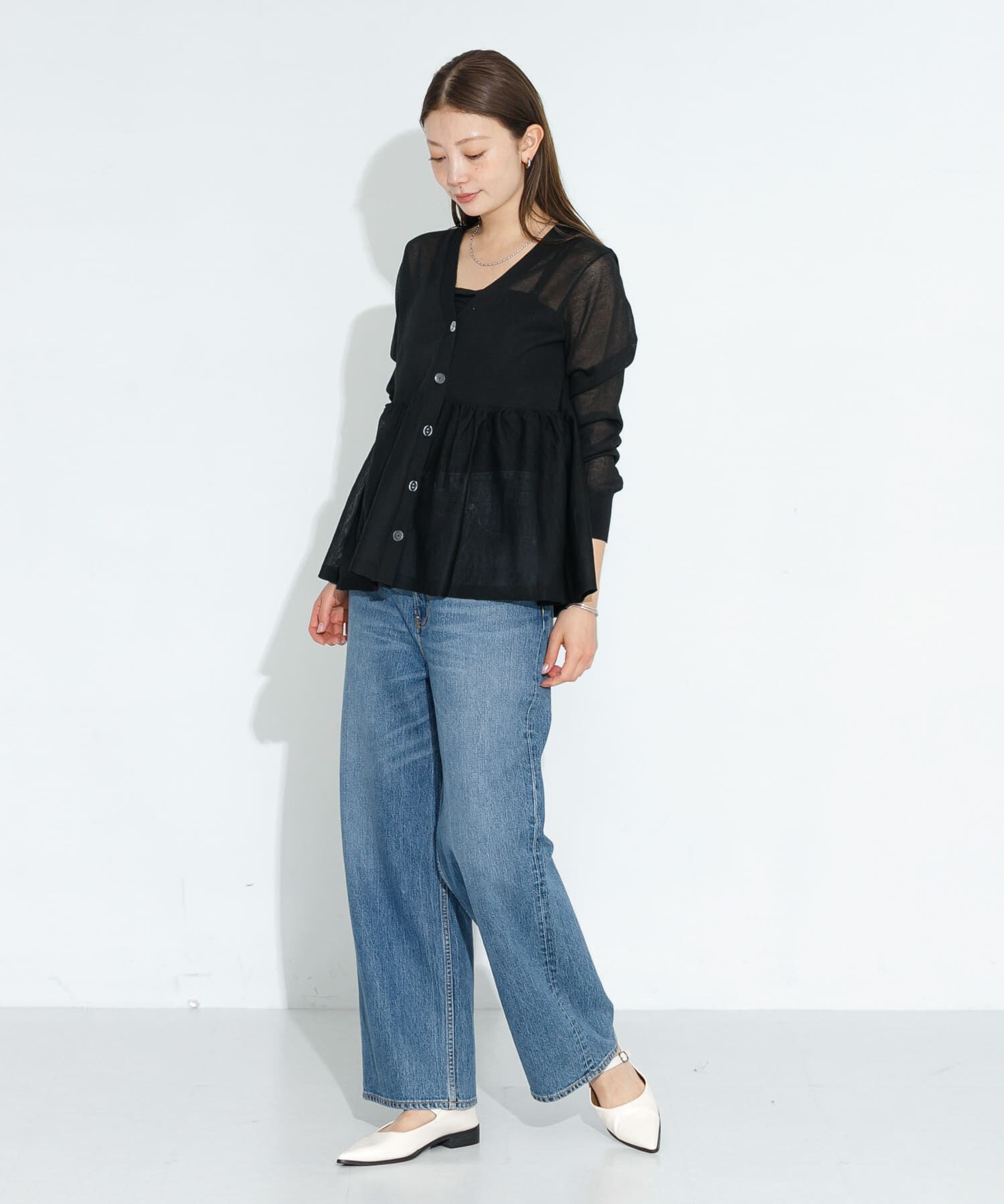 Sonny Label 「シアーペプラムニットカーディガン」|カーディガン|