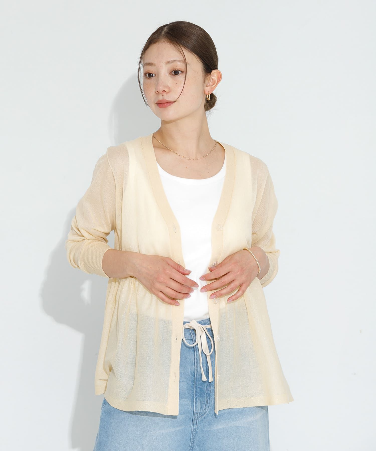 Sonny Label 「シアーペプラムニットカーディガン」|カーディガン|