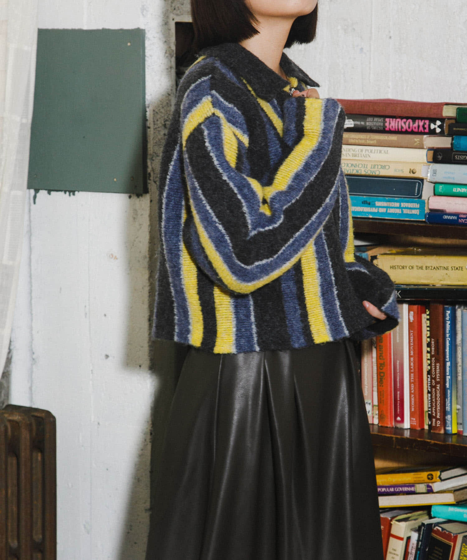  「フロントZIPストライプカーディガン」|カーディガン|