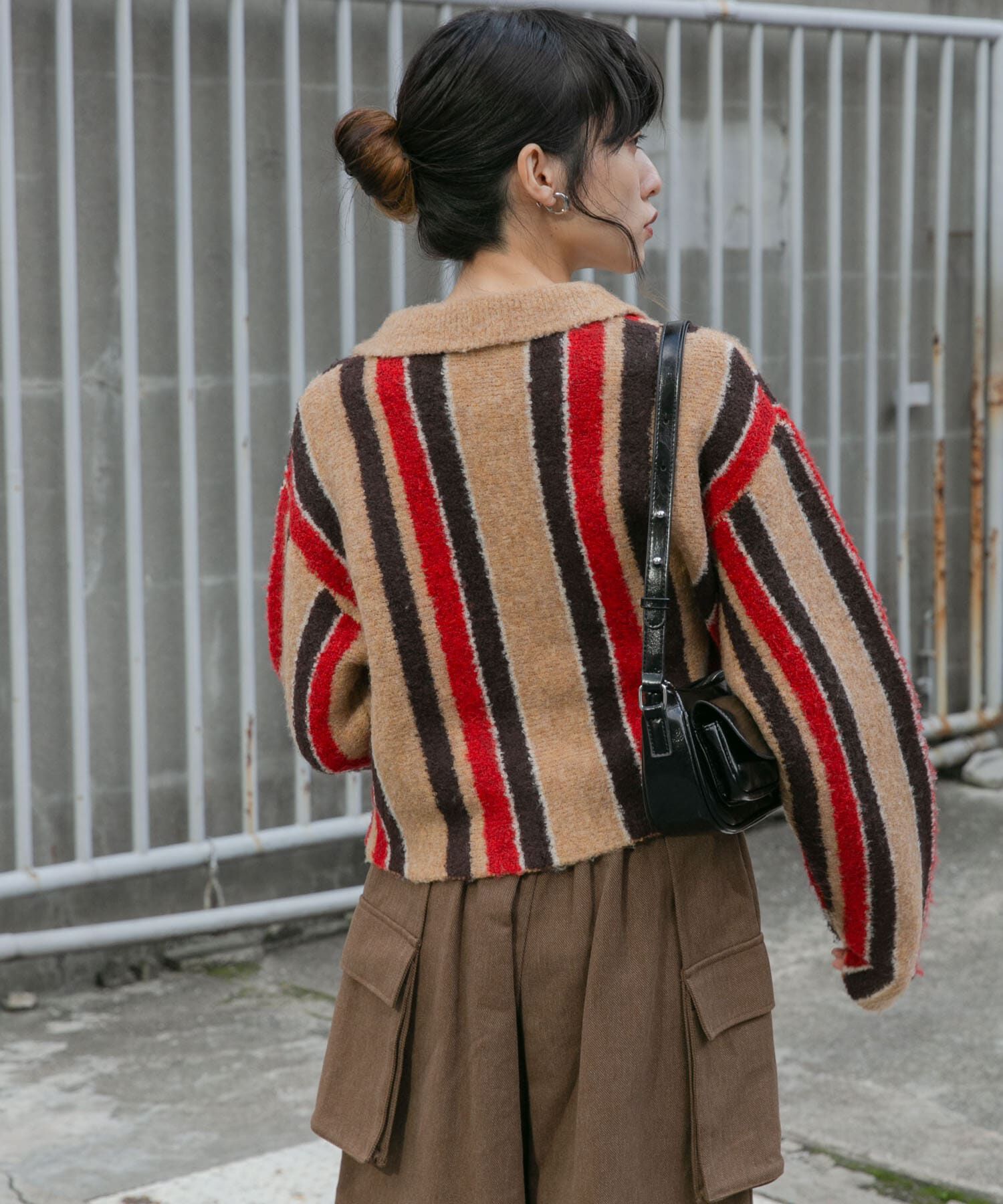  「フロントZIPストライプカーディガン」|カーディガン|