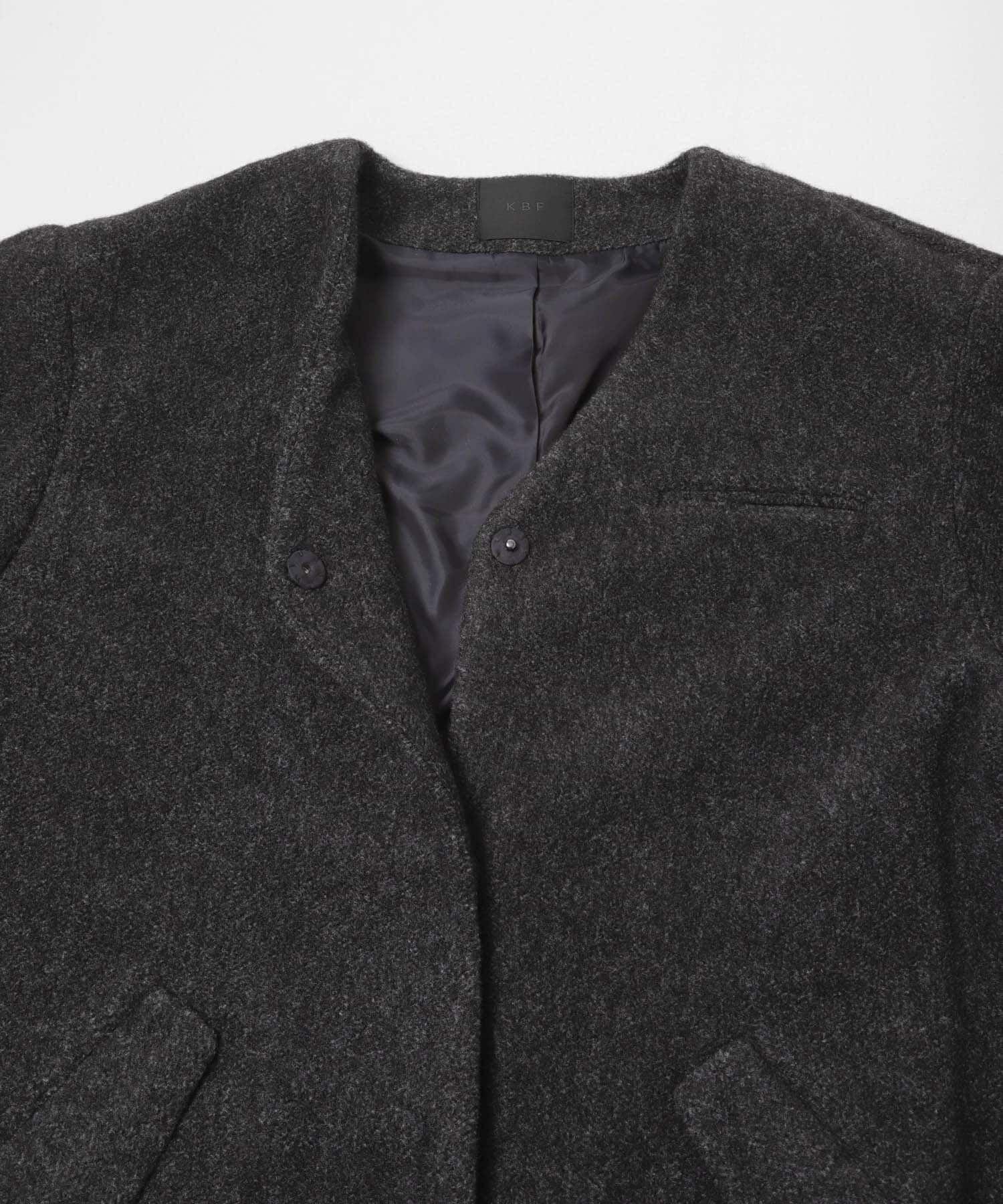  「テディボアロングコート」|ノーカラーコート|