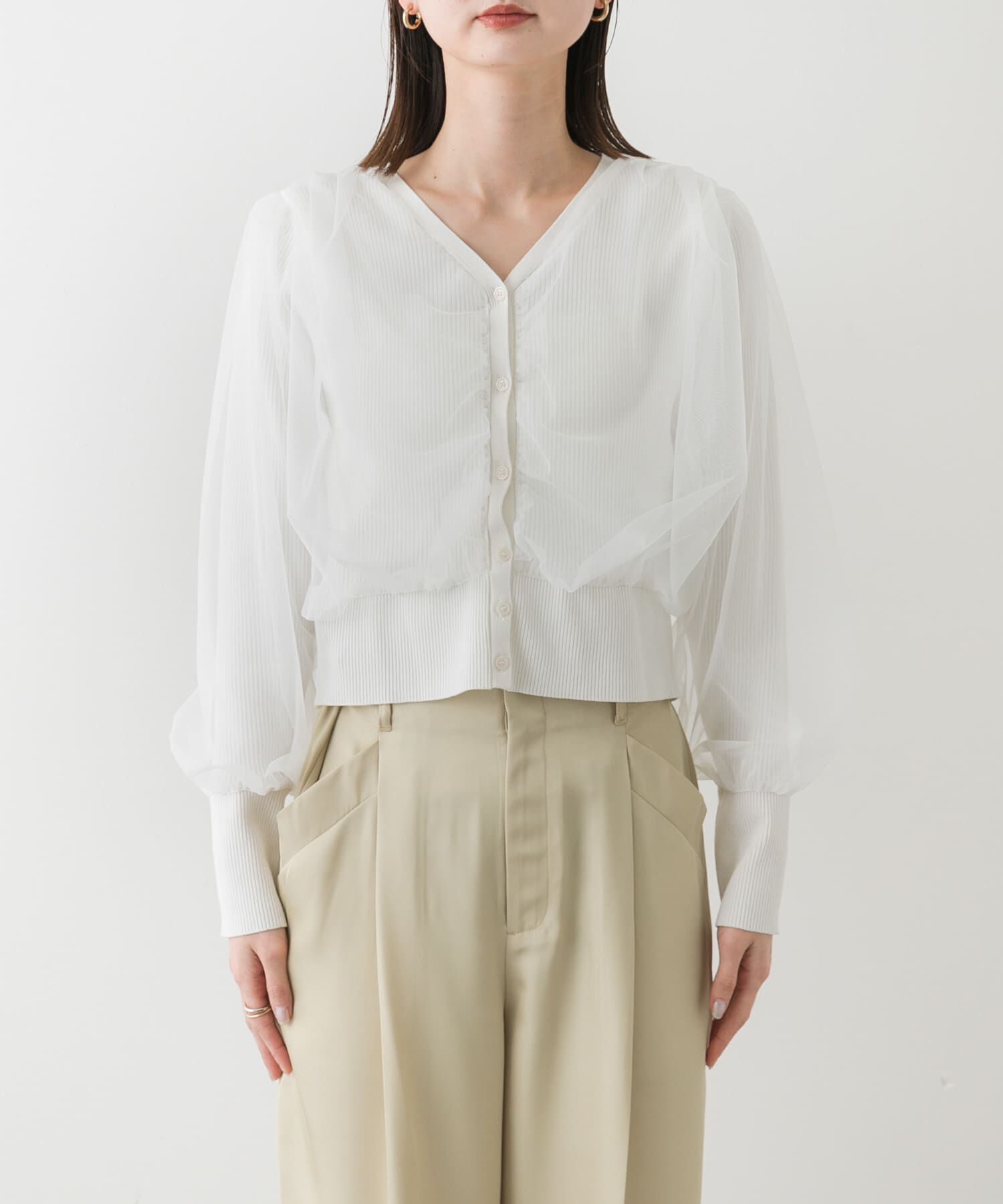 SENSE OF PLACE by URBAN RESEARCH「チュールドッキングニットカーディガン」|カーディガン|