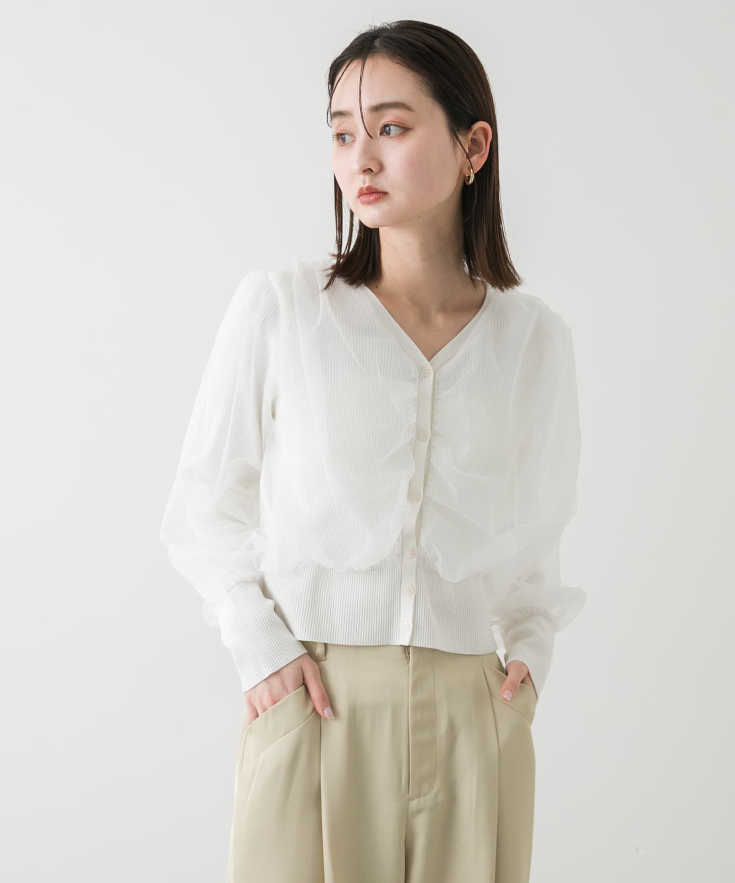 SENSE OF PLACE by URBAN RESEARCH「チュールドッキングニットカーディガン」|カーディガン|