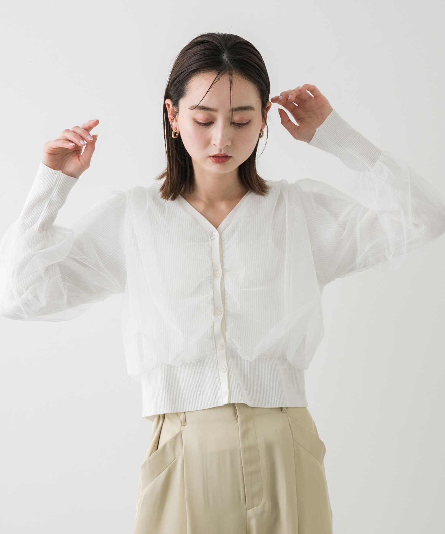 SENSE OF PLACE by URBAN RESEARCH「チュールドッキングニットカーディガン」|カーディガン|