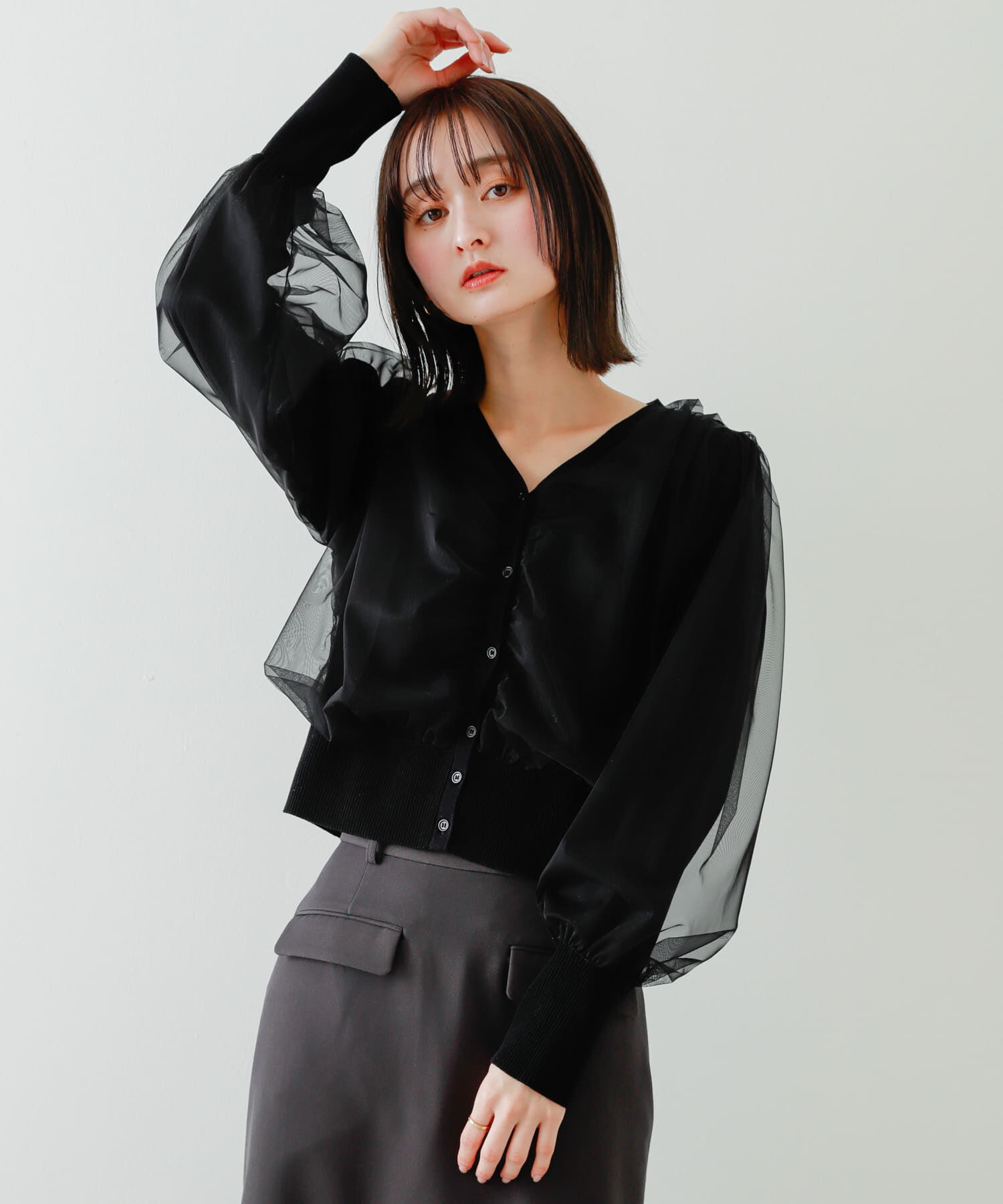 SENSE OF PLACE by URBAN RESEARCH「チュールドッキングニットカーディガン」|カーディガン|