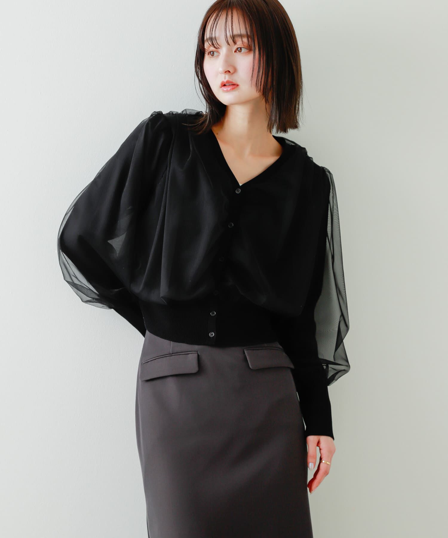 SENSE OF PLACE by URBAN RESEARCH「チュールドッキングニットカーディガン」|カーディガン|