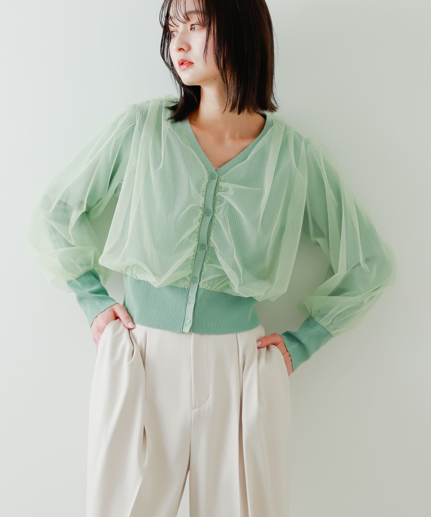 SENSE OF PLACE by URBAN RESEARCH「チュールドッキングニットカーディガン」|カーディガン|