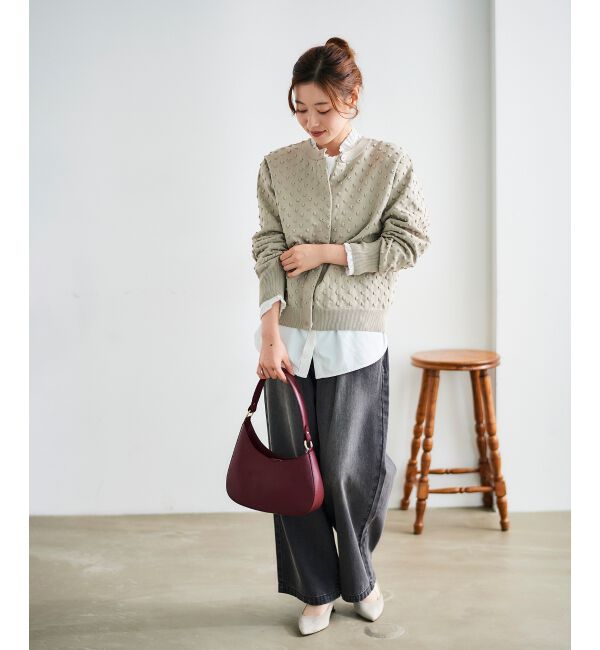  「《手洗い可能》ドット柄編みカーディガン」|カーディガン|