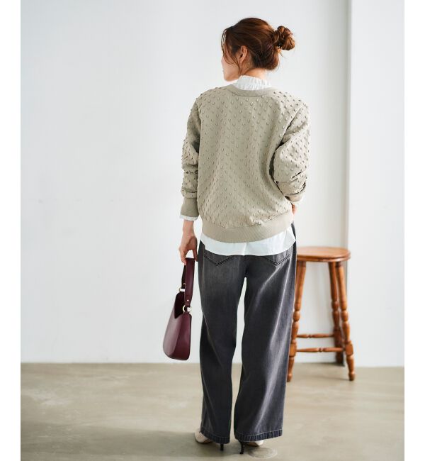  「《手洗い可能》ドット柄編みカーディガン」|カーディガン|