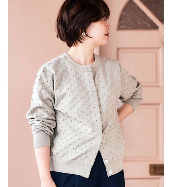  「《手洗い可能》ドット柄編みカーディガン」|カーディガン|