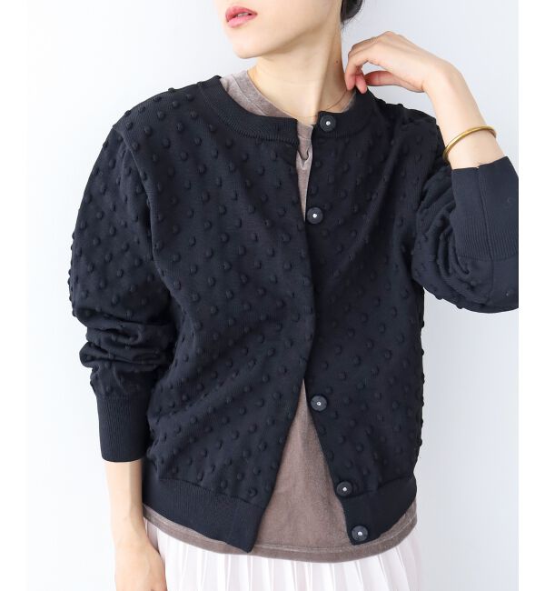  「《手洗い可能》ドット柄編みカーディガン」|カーディガン|
