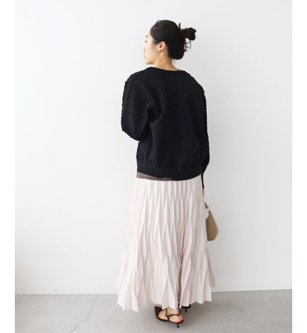  「《手洗い可能》ドット柄編みカーディガン」|カーディガン|