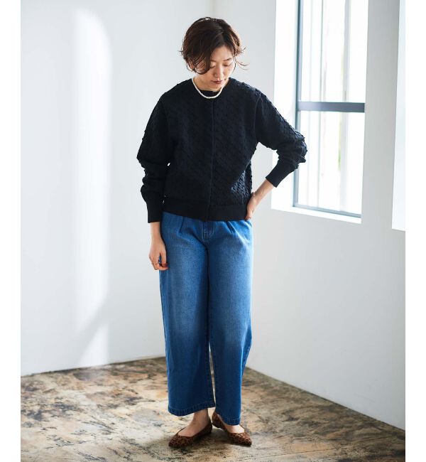  「《手洗い可能》ドット柄編みカーディガン」|カーディガン|