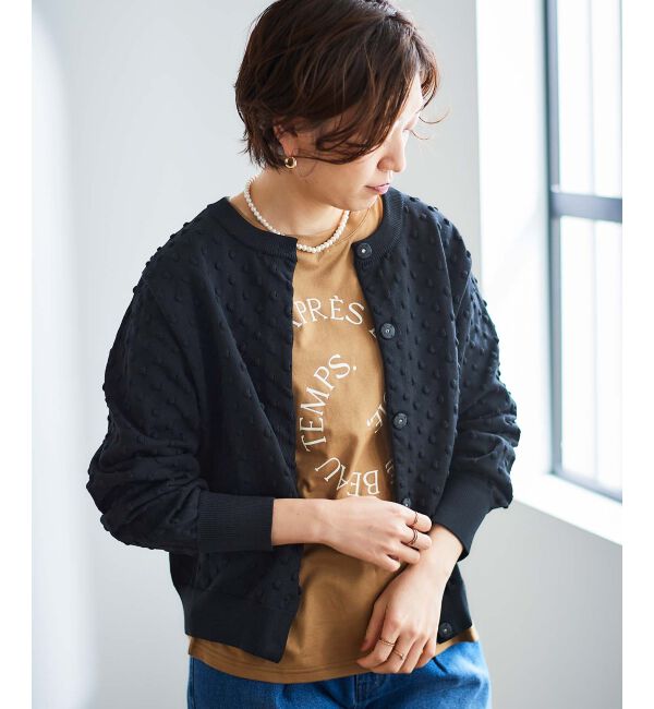  「《手洗い可能》ドット柄編みカーディガン」|カーディガン|