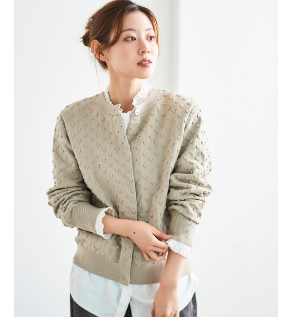  「《手洗い可能》ドット柄編みカーディガン」|カーディガン|