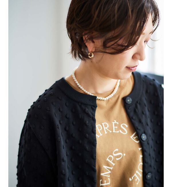  「《手洗い可能》ドット柄編みカーディガン」|カーディガン|