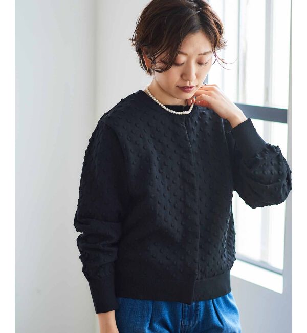  「《手洗い可能》ドット柄編みカーディガン」|カーディガン|