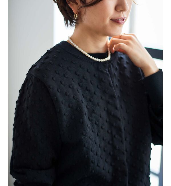  「《手洗い可能》ドット柄編みカーディガン」|カーディガン|