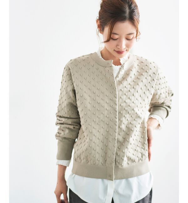  「《手洗い可能》ドット柄編みカーディガン」|カーディガン|