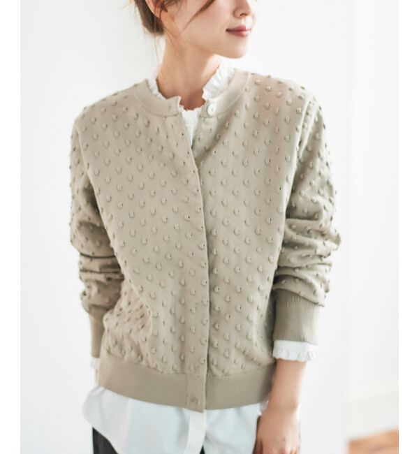  「《手洗い可能》ドット柄編みカーディガン」|カーディガン|