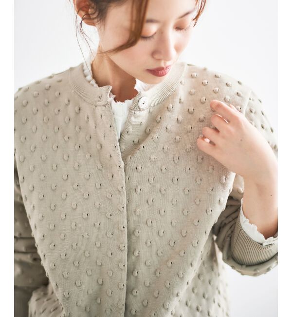  「《手洗い可能》ドット柄編みカーディガン」|カーディガン|