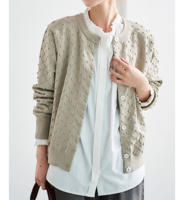  「《手洗い可能》ドット柄編みカーディガン」|カーディガン|