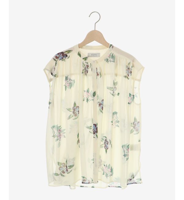  「《WEB/一部店舗限定》KAZUMIDOIボタニカルノースリギャザーブラウス」|シャツ・ブラウス|