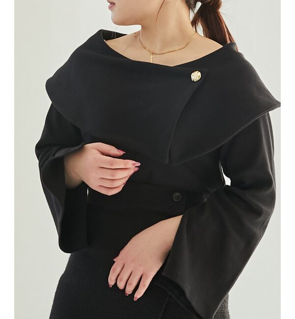 MAJESTICLEGON「フレアースリーブオフショルトップス」|Tシャツ・カットソー|ブラック