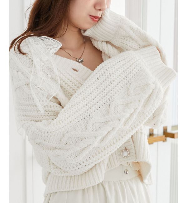 MAJESTICLEGON「ハートマシュマロモールカーディガン」|カーディガン|