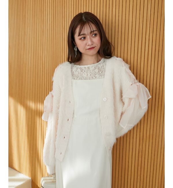 MAJESTICLEGON「レースアップシャギーカーディガン」|カーディガン|