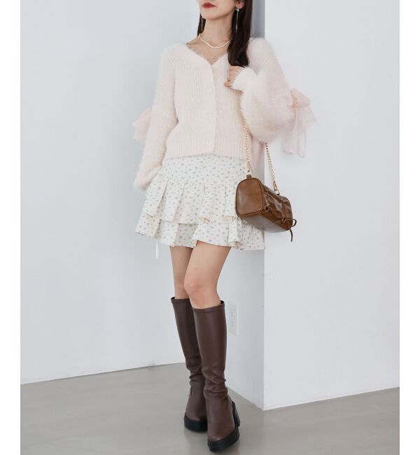 MAJESTICLEGON「レースアップシャギーカーディガン」|カーディガン|