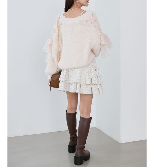 MAJESTICLEGON「レースアップシャギーカーディガン」|カーディガン|