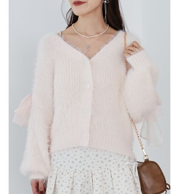 MAJESTICLEGON「レースアップシャギーカーディガン」|カーディガン|