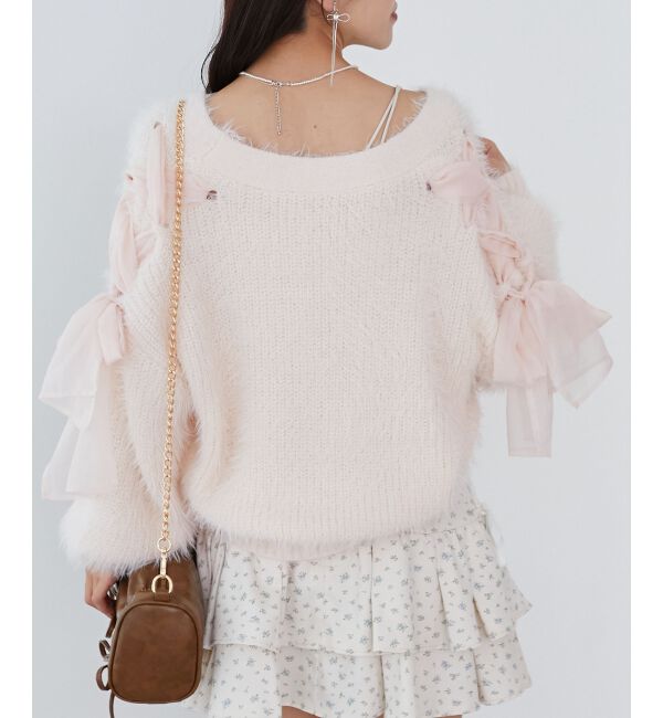 MAJESTICLEGON「レースアップシャギーカーディガン」|カーディガン|