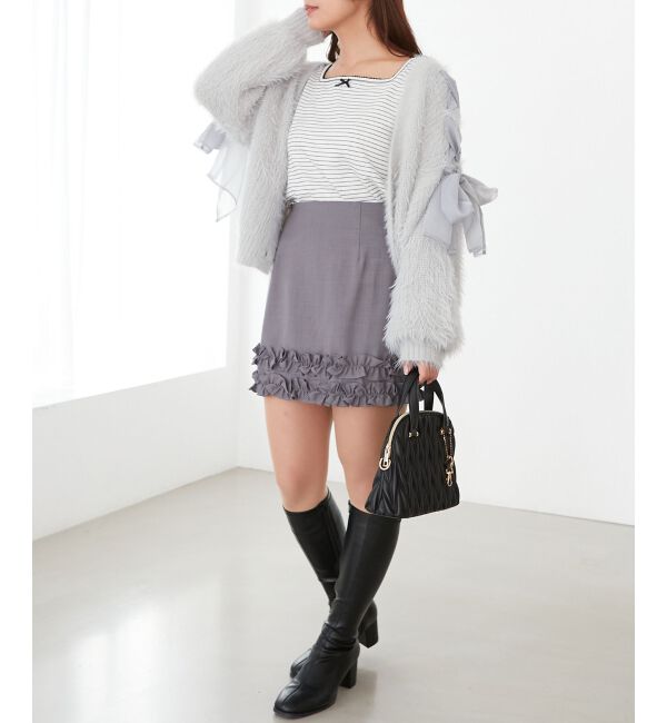 MAJESTICLEGON「レースアップシャギーカーディガン」|カーディガン|