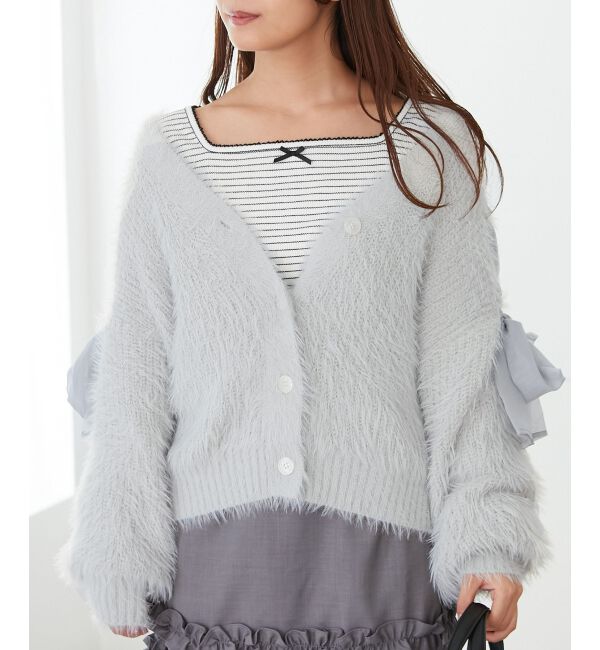 MAJESTICLEGON「レースアップシャギーカーディガン」|カーディガン|