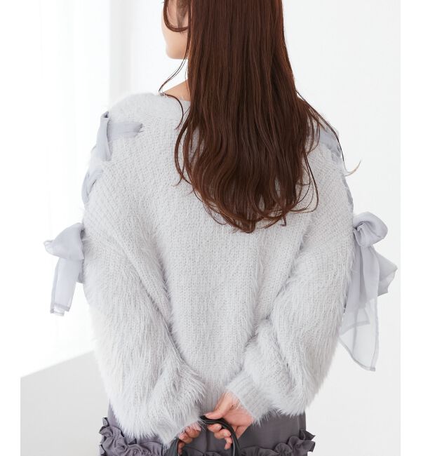 MAJESTICLEGON「レースアップシャギーカーディガン」|カーディガン|