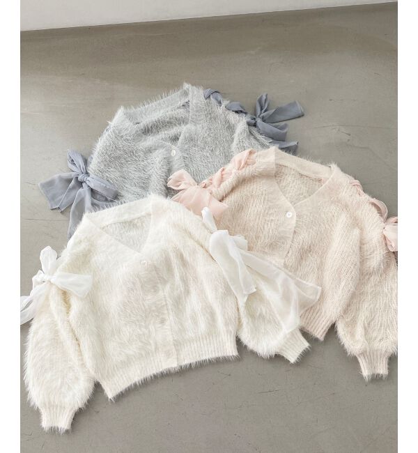 MAJESTICLEGON「レースアップシャギーカーディガン」|カーディガン|