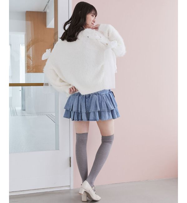 MAJESTICLEGON「レースアップシャギーカーディガン」|カーディガン|