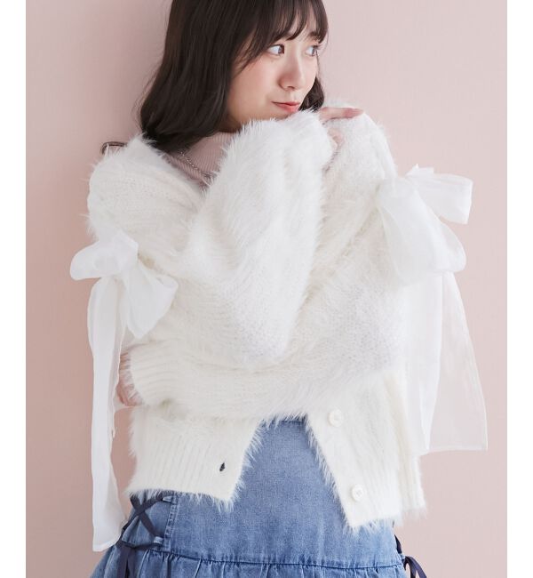 MAJESTICLEGON「レースアップシャギーカーディガン」|カーディガン|