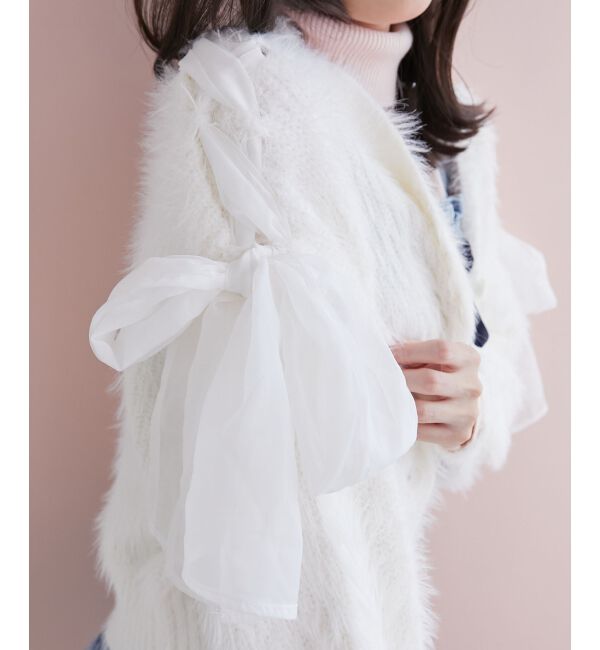 MAJESTICLEGON「レースアップシャギーカーディガン」|カーディガン|