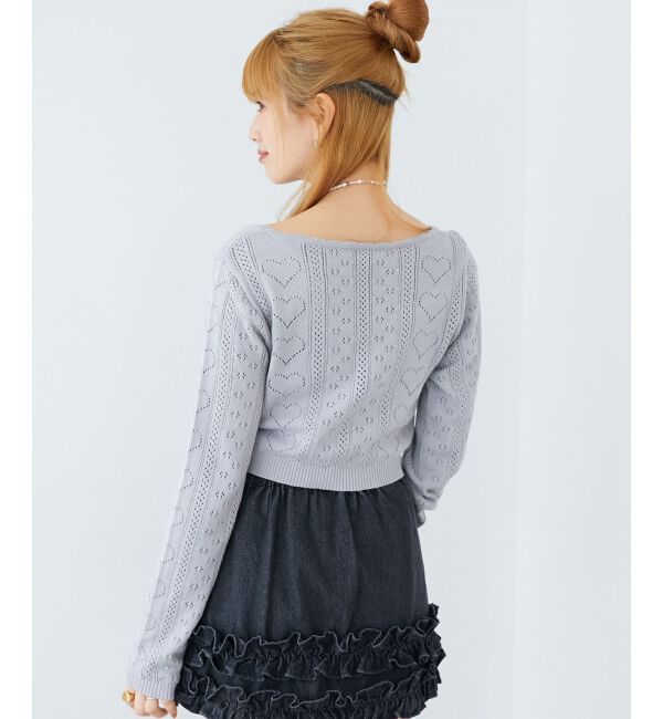  「ハート透かし柄キャミセットカーデ」|カーディガン|