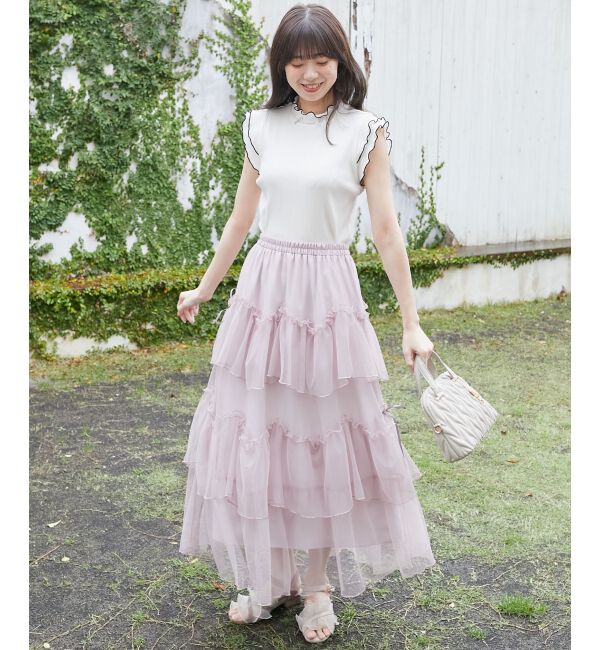  「ノースリフリルメロウリブトップス」|Tシャツ・カットソー|