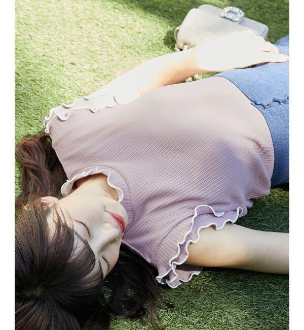  「ノースリフリルメロウリブトップス」|Tシャツ・カットソー|