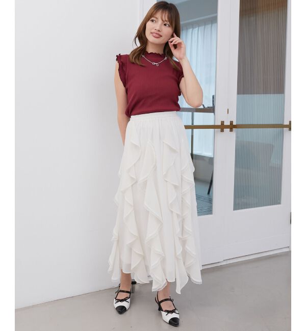  「ノースリフリルメロウリブトップス」|Tシャツ・カットソー|