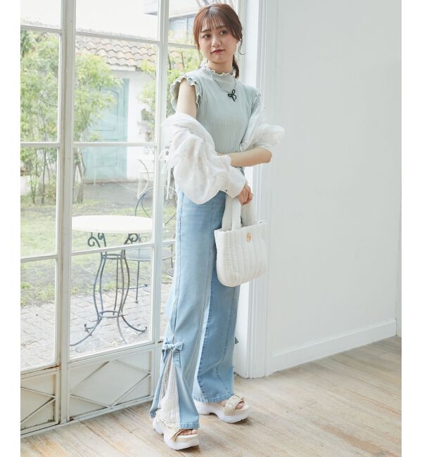  「ノースリフリルメロウリブトップス」|Tシャツ・カットソー|