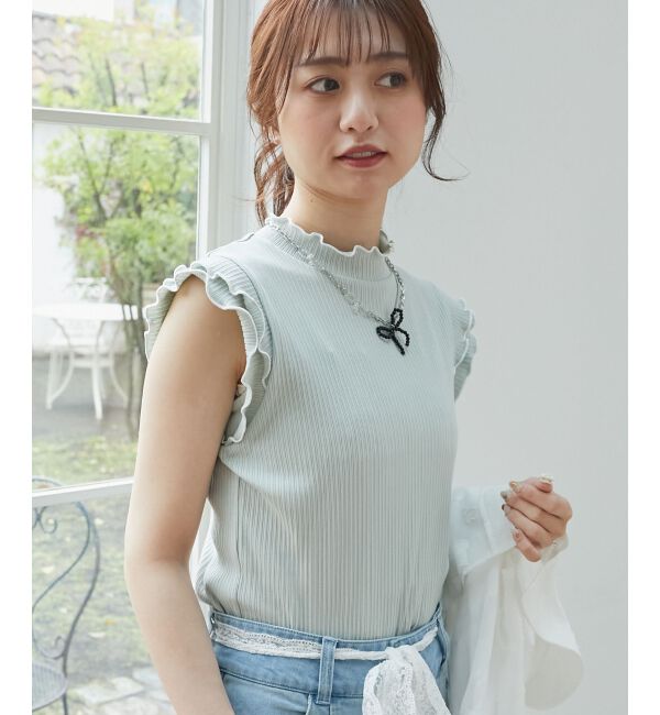  「ノースリフリルメロウリブトップス」|Tシャツ・カットソー|