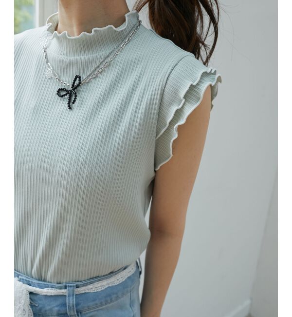  「ノースリフリルメロウリブトップス」|Tシャツ・カットソー|