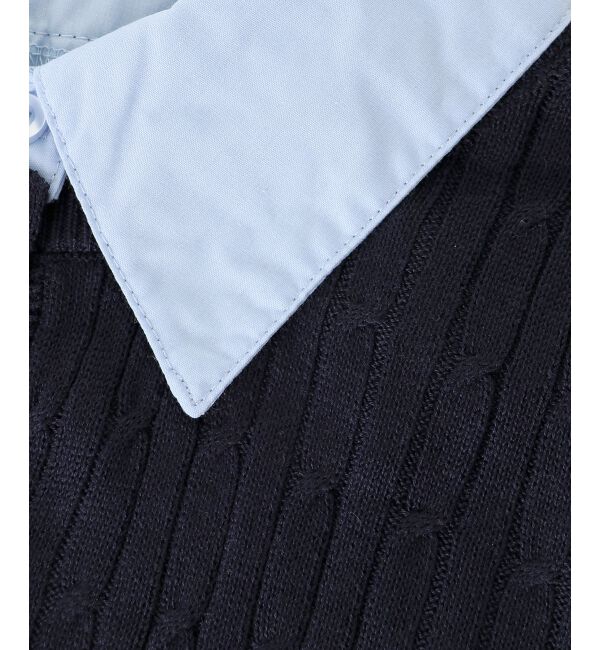  「袖リボンシャツドッキングカーデ」|カーディガン|